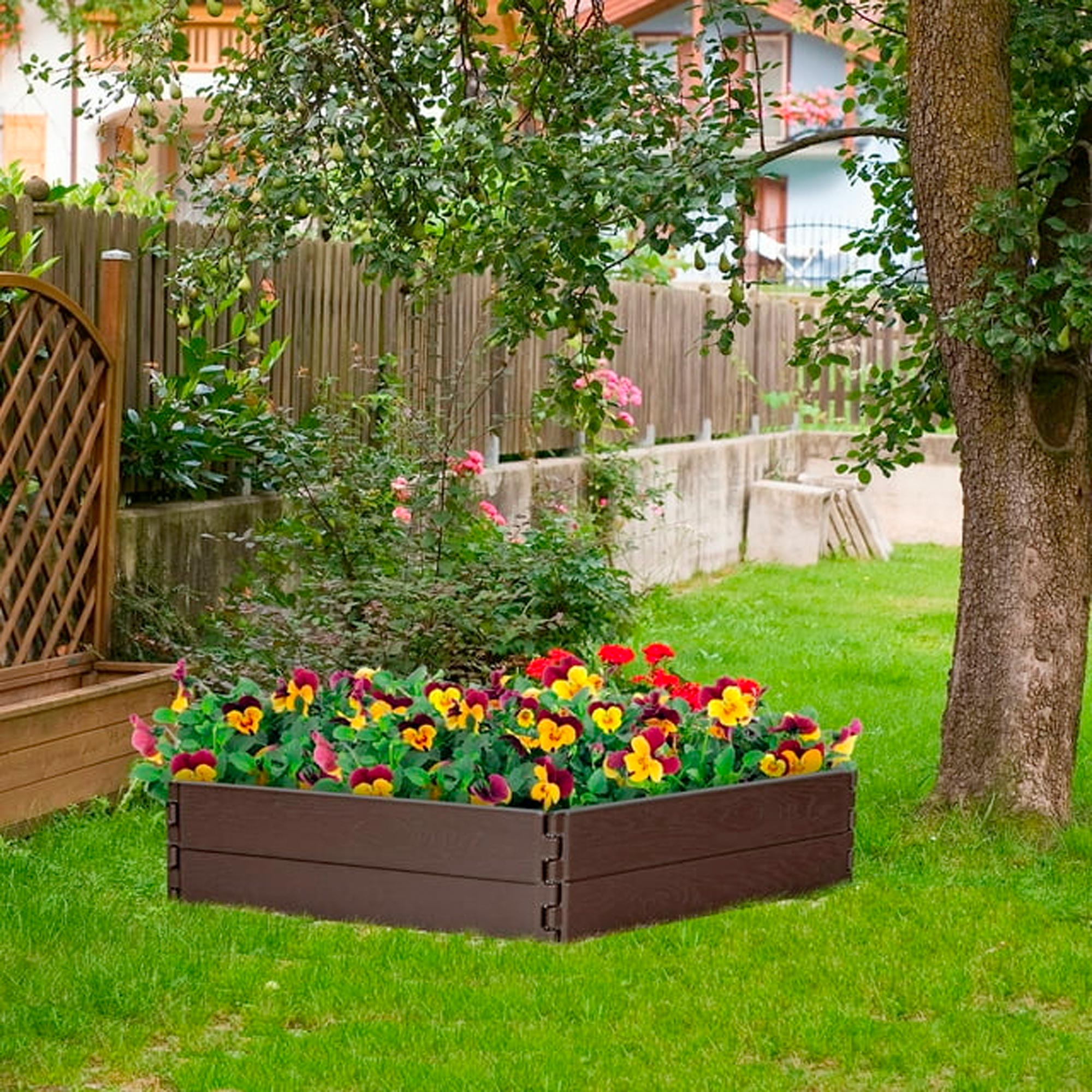 Costway Raised Garden Bed Set for Vegetable Flower Gardening Planter Brown - Imagen 2