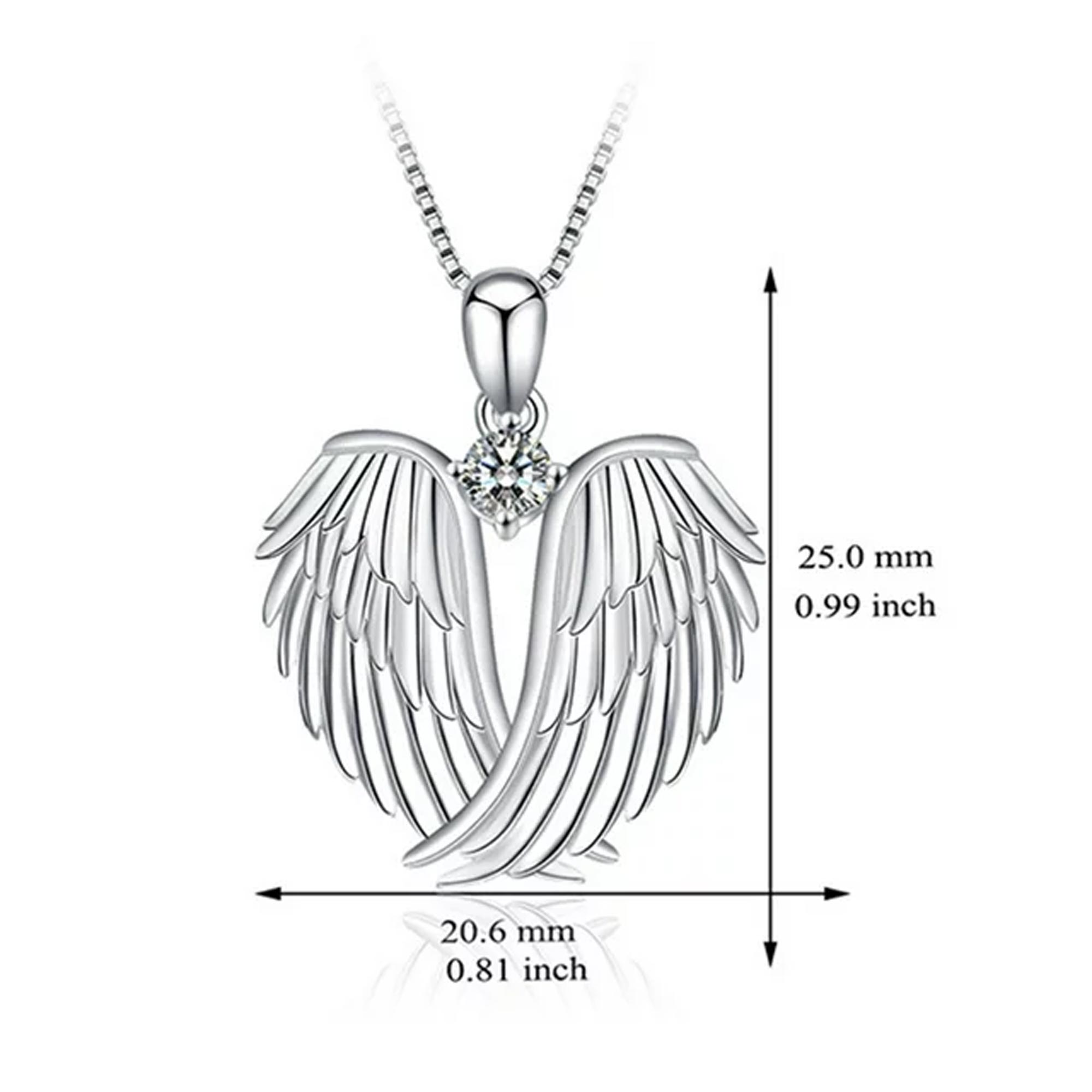 Clearance! SDJMa Angel Wings Necklace 925 Sterling Silver Guardian Angel Wings Pendant Birthstone Necklace for Women Jewelry Gifts - Imagen 3