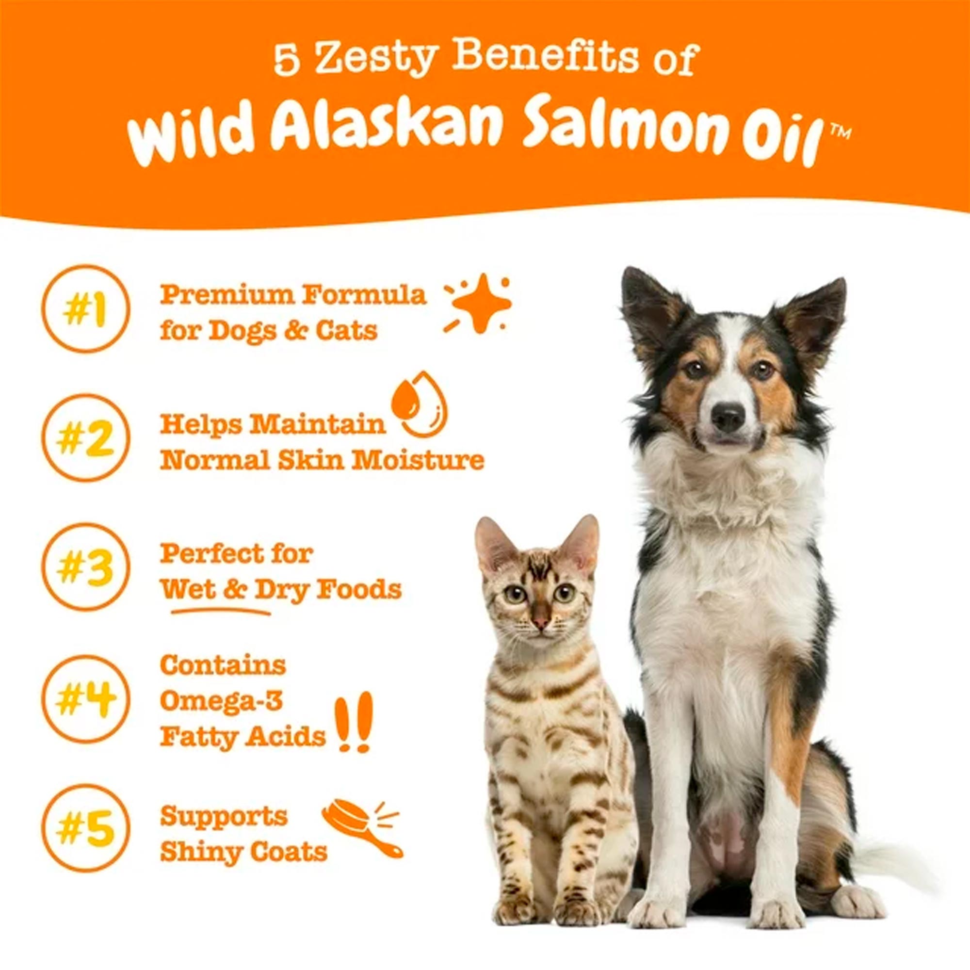 Zesty Paws Pure Wild Alaskan Salmon Oil Liquid Food Supplement for Dogs or Cats, 8 fl oz, Skin Care - Imagen 3