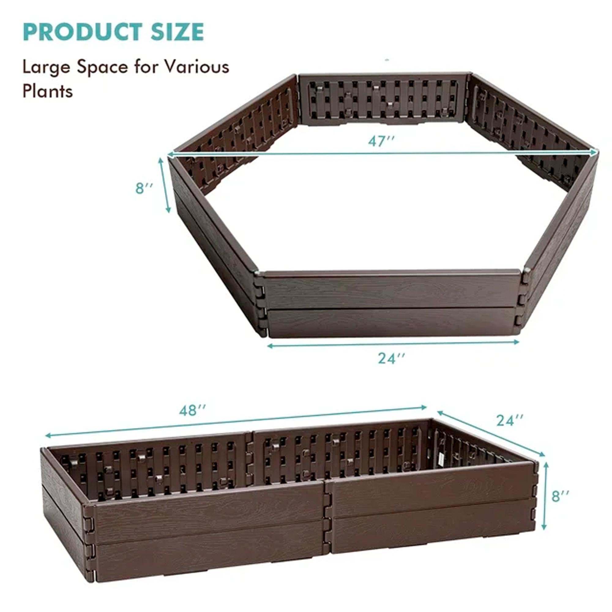 Costway Raised Garden Bed Set for Vegetable Flower Gardening Planter Brown - Imagen 3