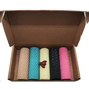 Caja de velas de miel de colores