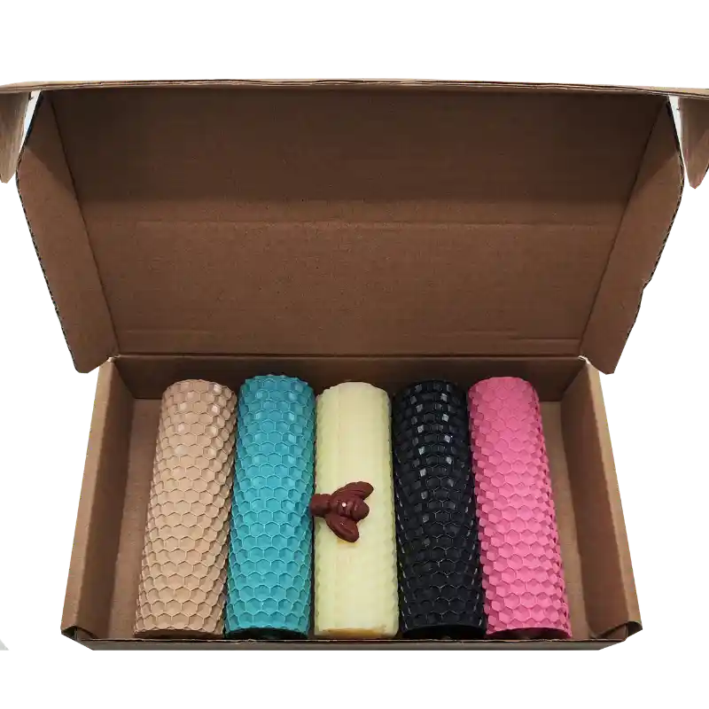 Caja de velas de miel de colores