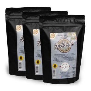 Pack de 3 paquetes de Café Natural Descafeinado En Grano – 250 gr.
