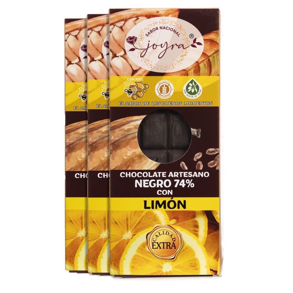 Pack 3 Tabletas Artesanas de Chocolate con Limón y Miel -100 gr.