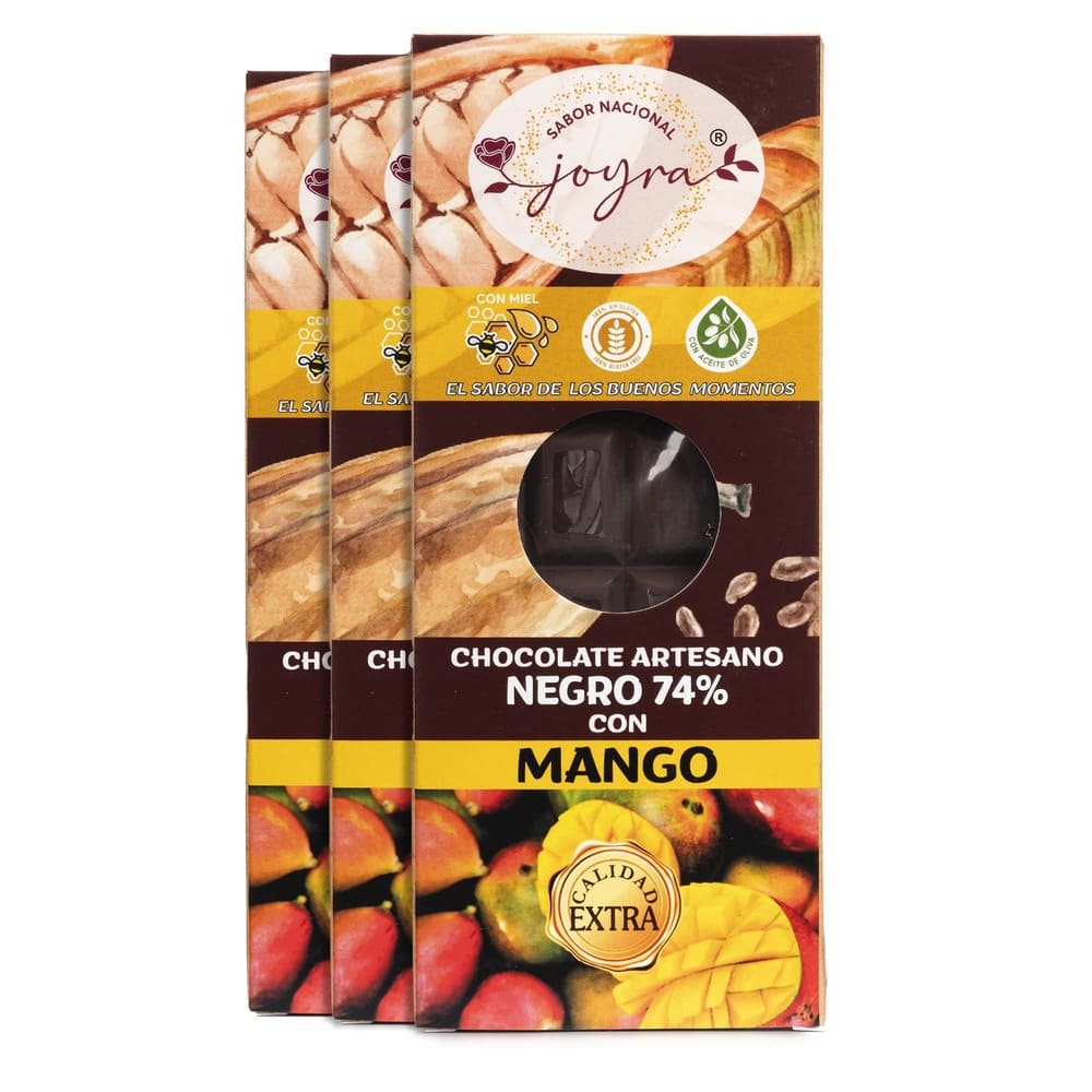 Pack 3 Tabletas Artesanas de Chocolate con Mango y Miel – 100 gr.