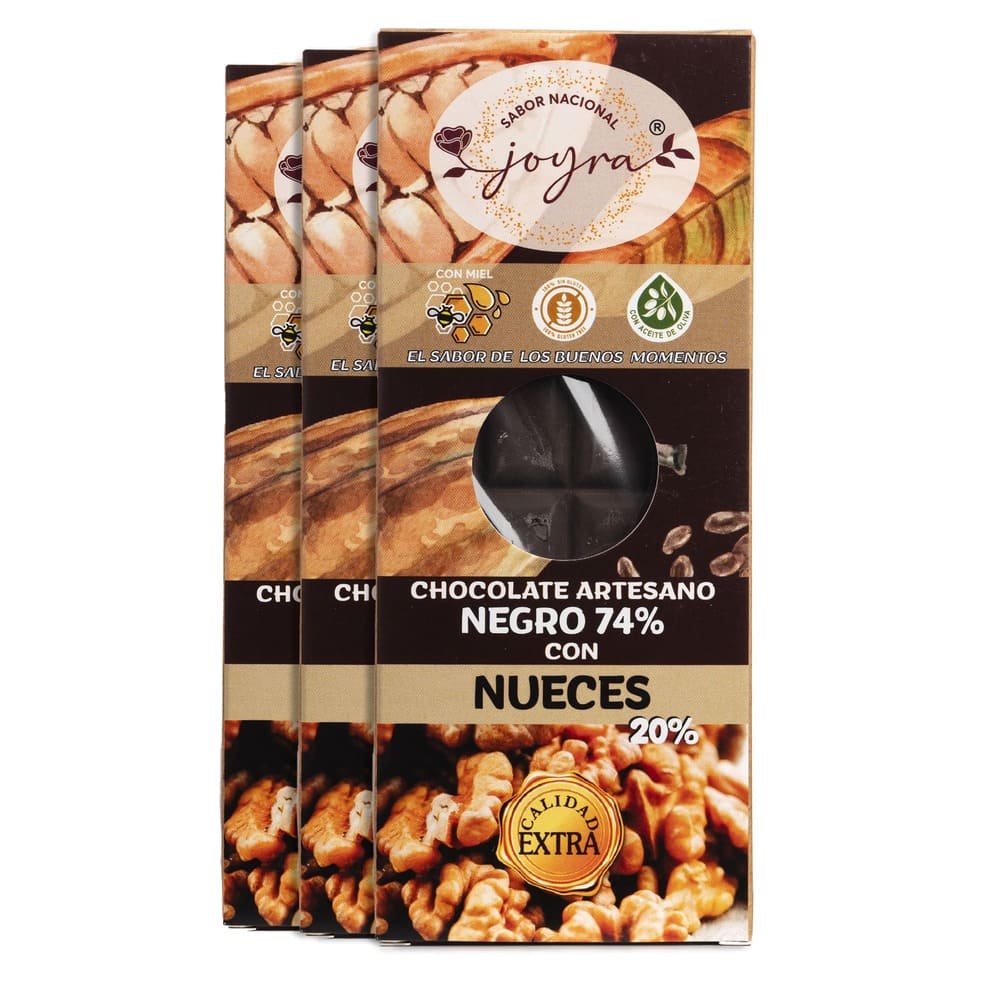Pack 3 Tabletas Artesanas de Chocolate con Nueces y Miel – 100 gr.